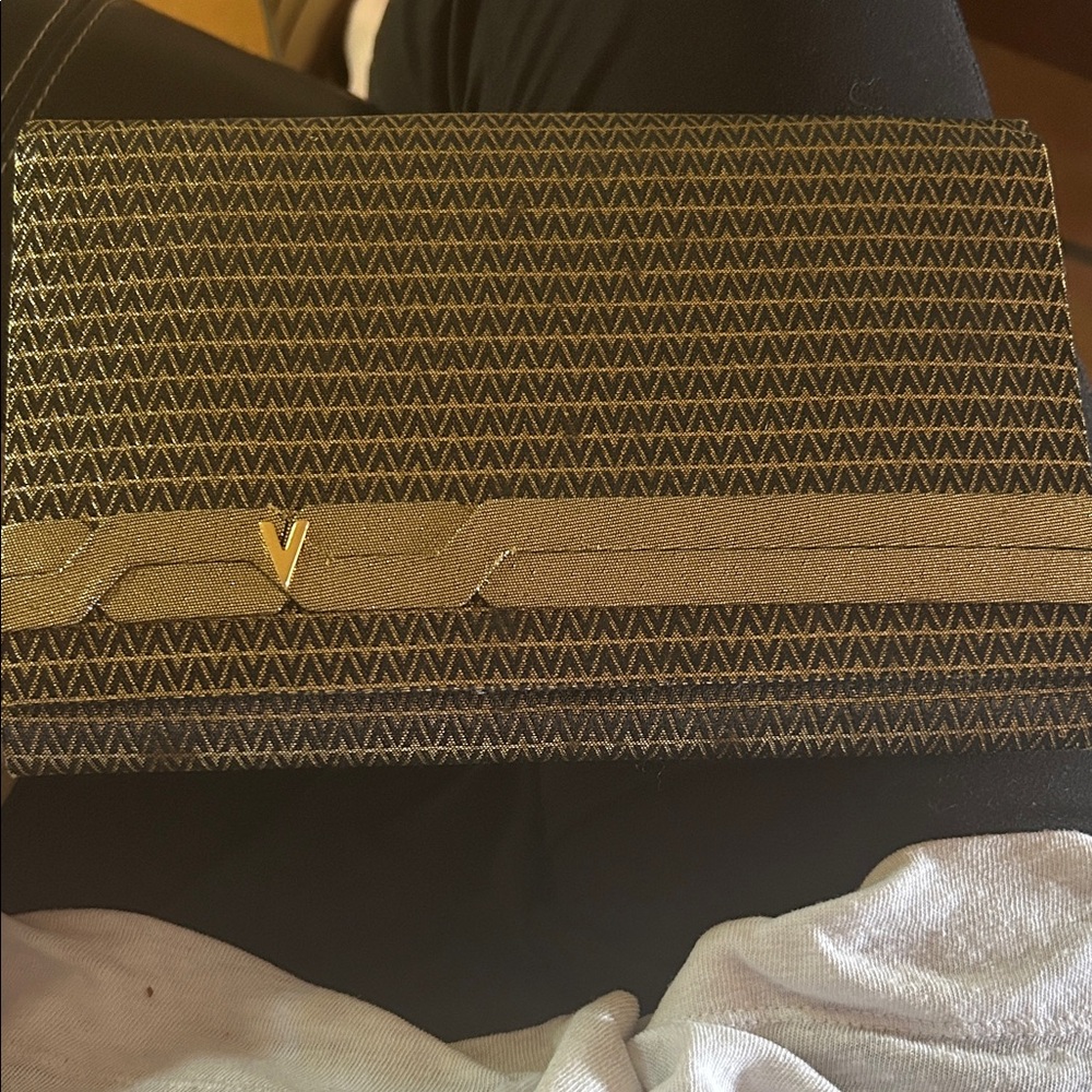 Valentino Black and Gold Clutch